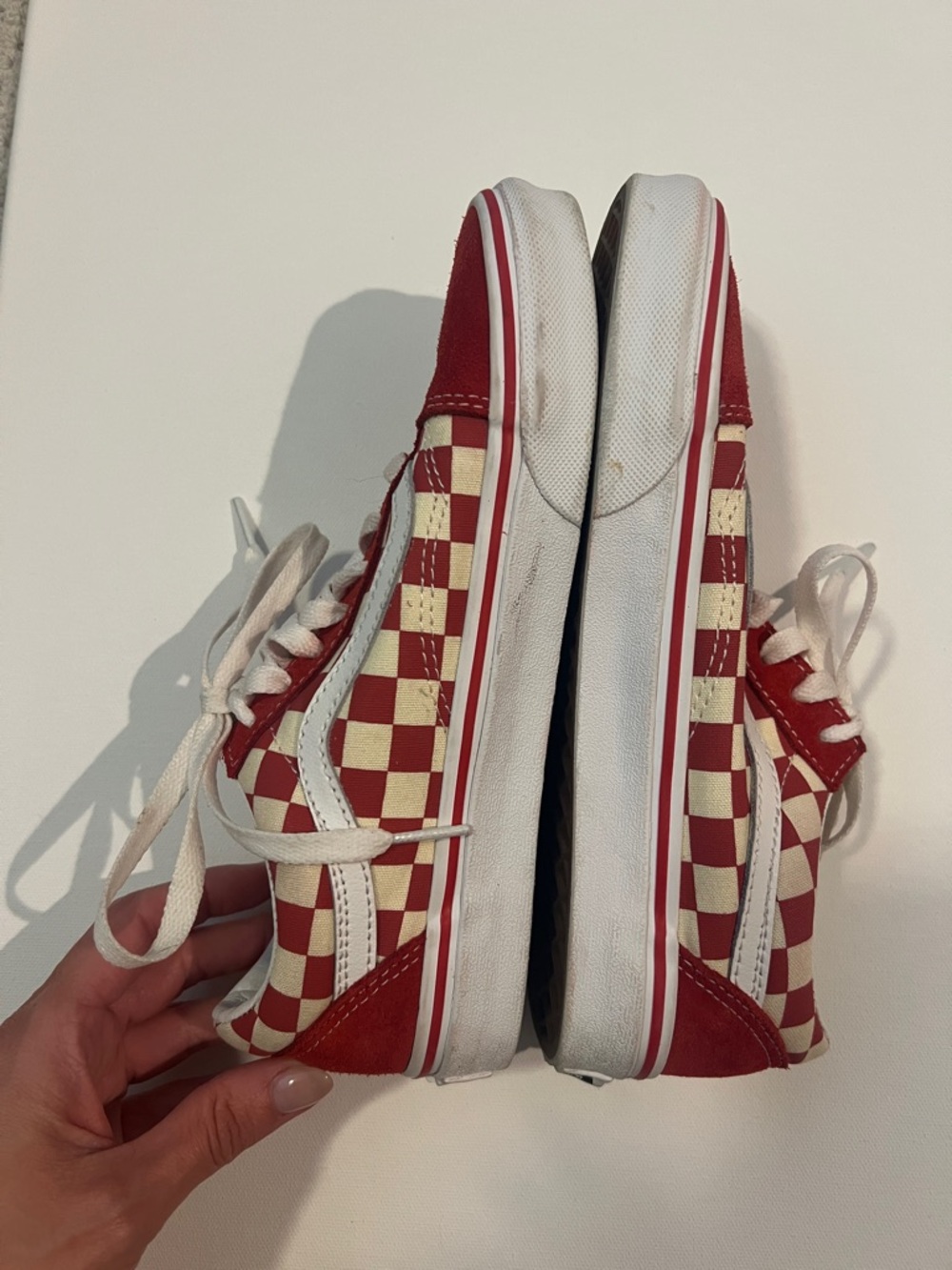 Vans Old Skool sneakers red and white checkerboard size 7 women - Picture 4 of 7